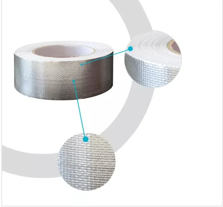 Aluglass Fabric Alu Reinforced Silver Heat Resistant Aluminum Foil Glass Fiber Insulation Tape